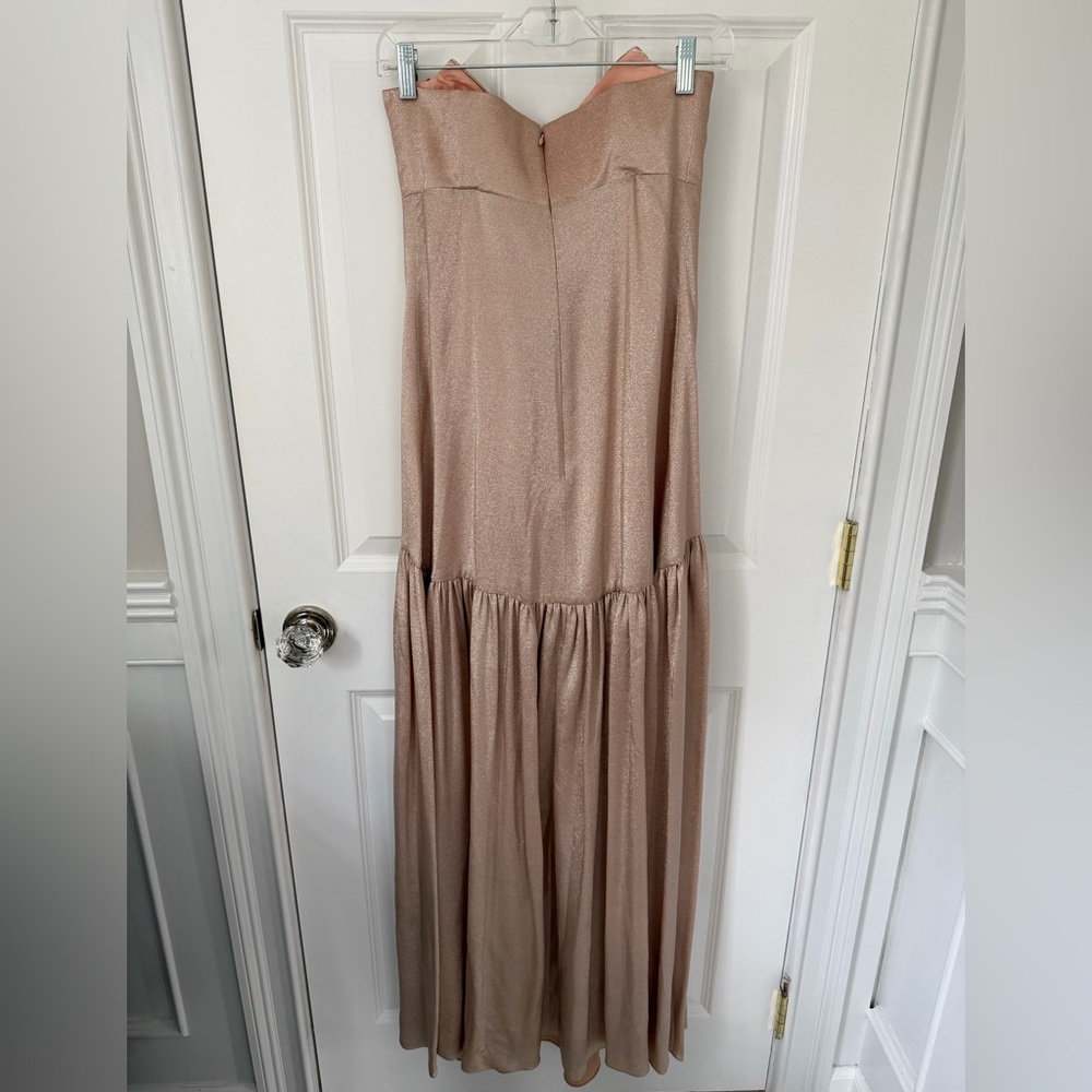 CAROLINE CONSTAS STRAPLESS BUSTIER DRESS IN ROSE GOLD - Picture 3 of 5